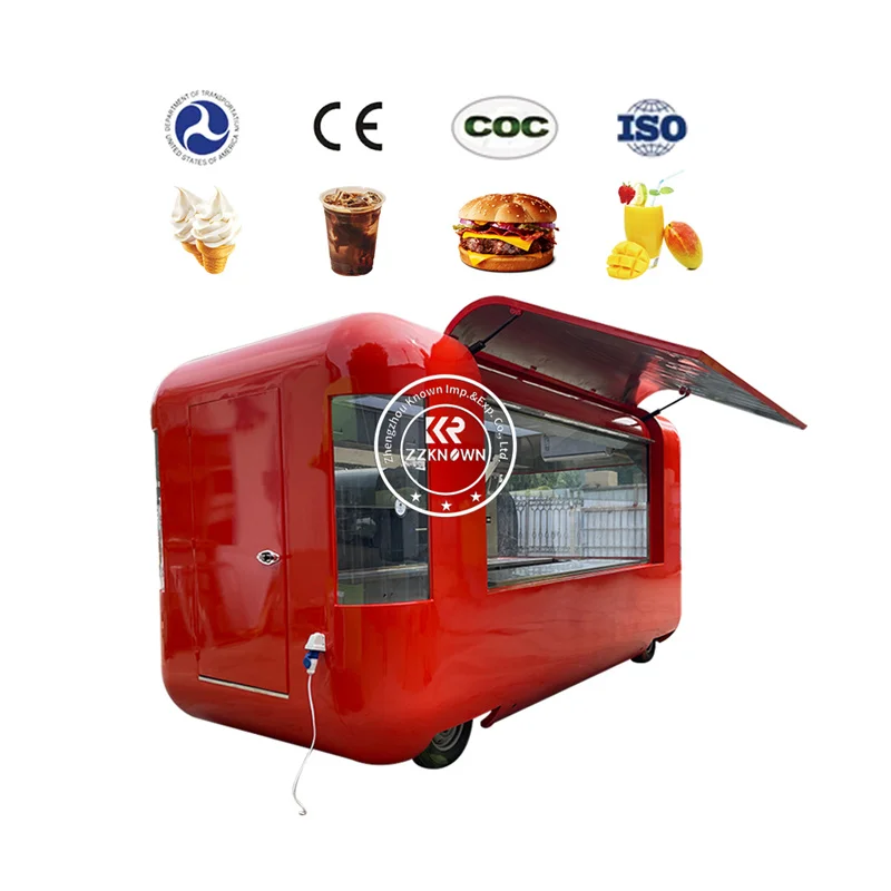 13Ft Mobile Bar Trailers Hotdog Cart Pizza Food Truck Catering Trailer Coffee Bubble Tea Snacks Drinks Vending Kiosk Food Van