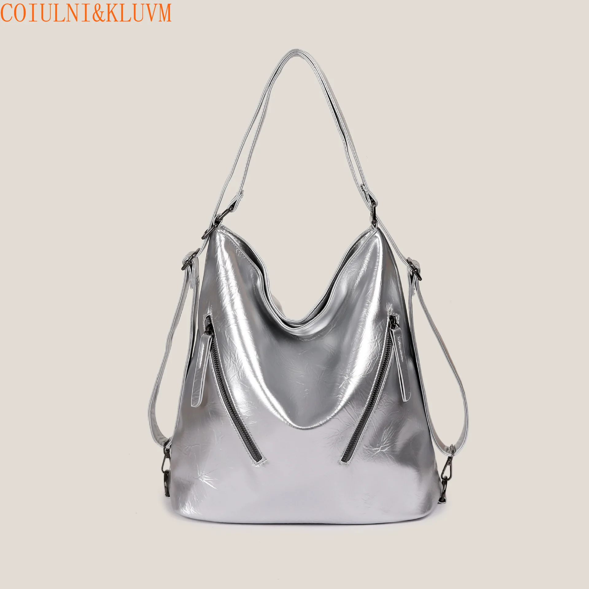 【COIULNI&KLUVM】Autumn and winter niche multi-function tote bag 2024 new shoulder bag zipper handbag soft leather backpack women