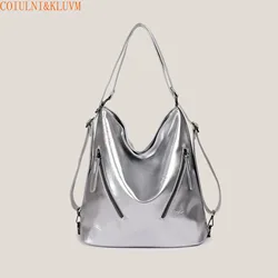 【COIULNI&KLUVM】Autumn and winter niche multi-function tote bag 2024 new shoulder bag zipper handbag soft leather backpack women