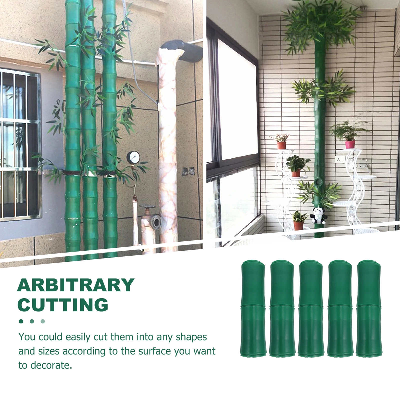 

5 Pcs Sewer Pipe Decoration Decorative Bamboo Tube Green Ornaments Socket Plastic