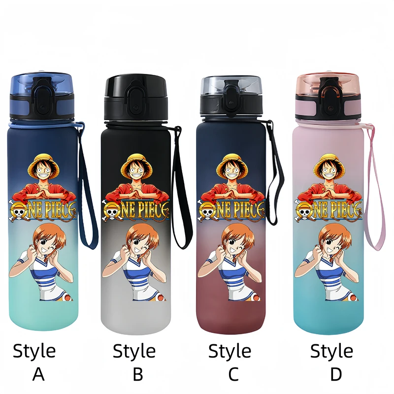 One Piece Anime Water Bottle Egg Head Island Luffy Zoro Chopper Nami 650Ml Large Capacity Portable Plastic Anime Water Cup Gift