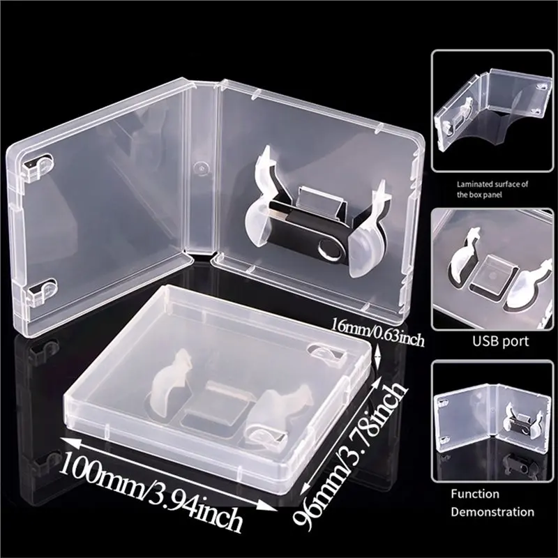 A99E-50Pcs USB Flash Drive Boxes Protector Transparent Clear Storage Case Dustproof USB Stick Packaging For Memory Drives
