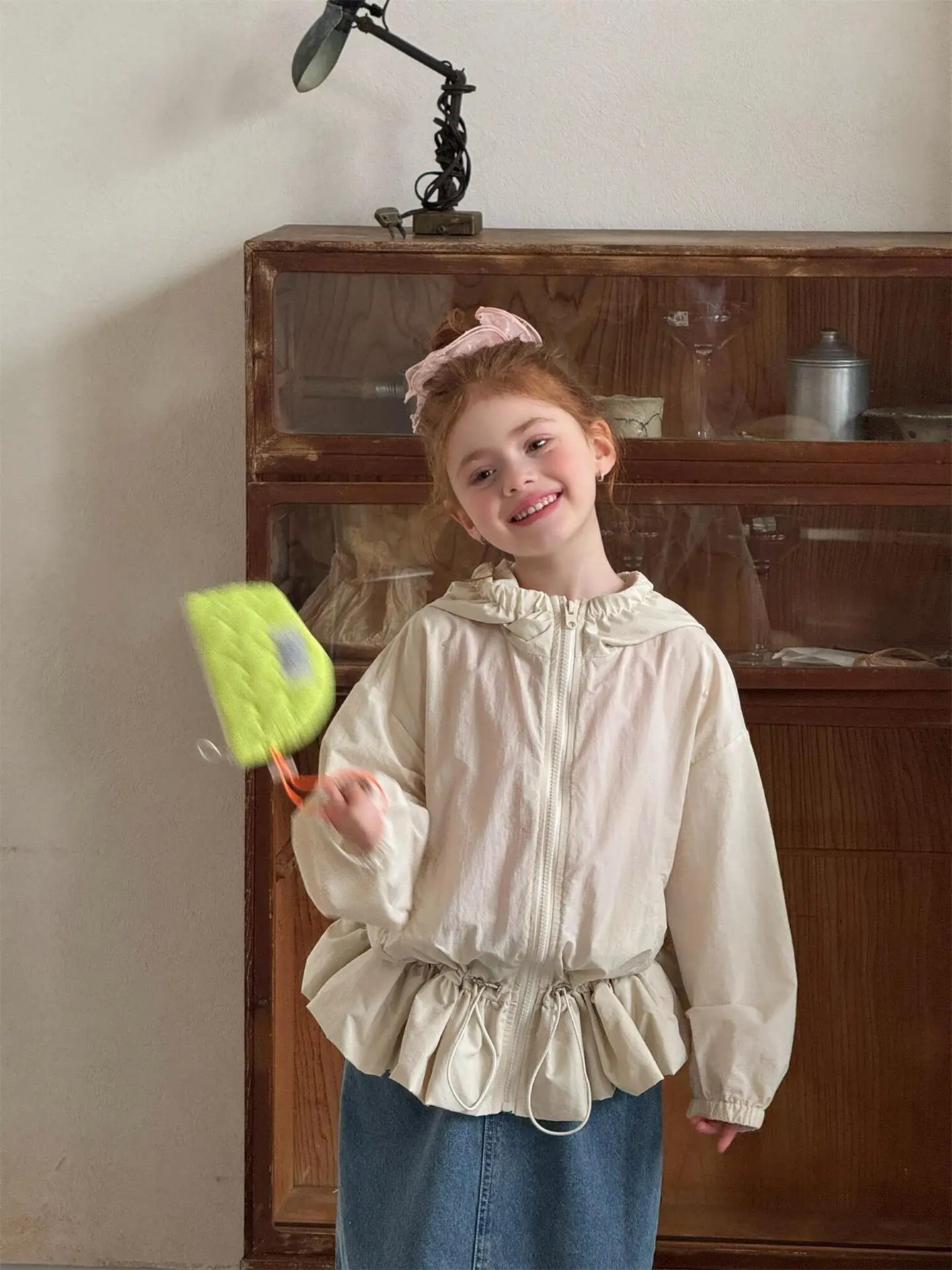 

Children Clothing Kids Sweet Coat Spring 2026 New Light and Thin Hooded Long-sleeved Kids Simple Sun-protective Jackets