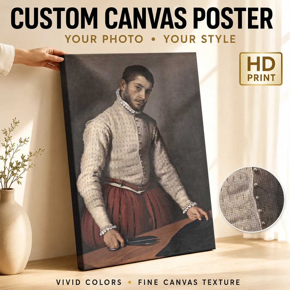 Portrait of a Tailor Framed Canvas Print Poster Personalized Photo Contemporary Wall Art for Bedroom Decor Gift for Collectors