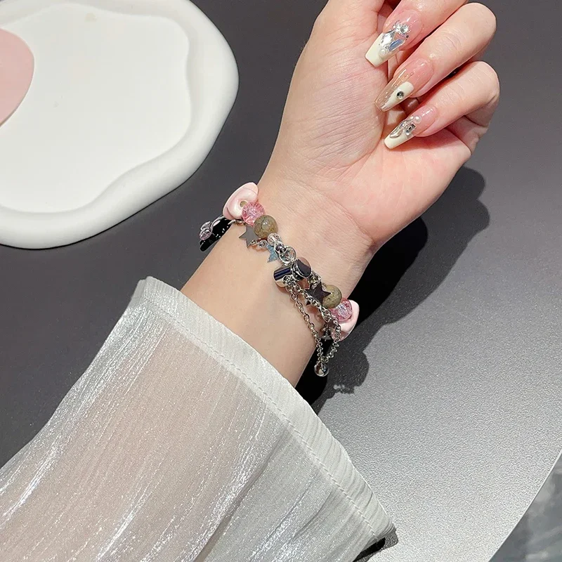 Apple Watch用メタルチェーンストラップ,キュートなスターブレスレット,iwatchシリーズ9,8,7,se,6,5,4,3,40,42mm 38mm、44、45、ウルトラ49mm