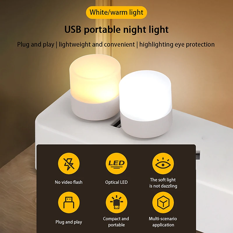 Power Bank PC Notebook Laptop Small Lamp Mini USB Atmosphere Night Light LED Portable Reading Light 5V Eyesight Light