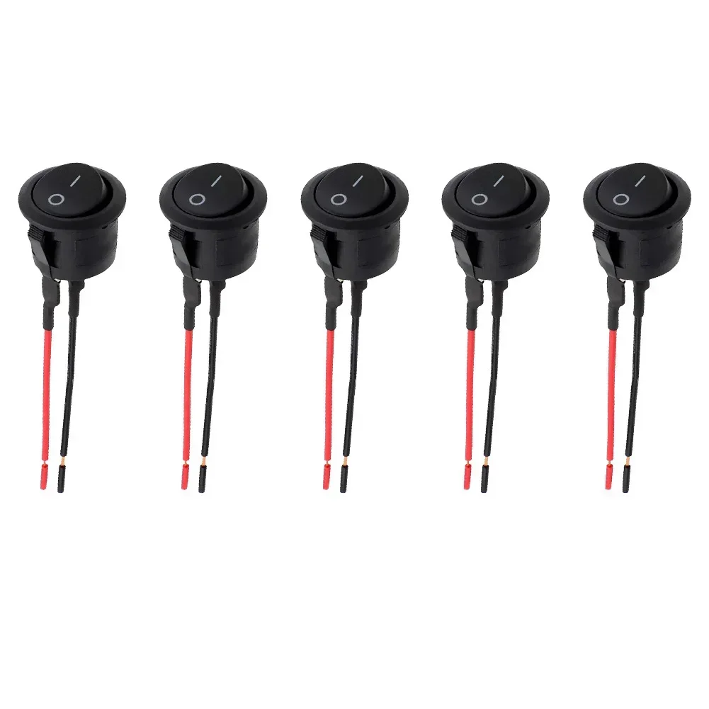 5Pcs Mini Rocker Switch 12 Volt ON Off Toggle Switch With Pre-Wired 6A/250V 10A/125V AC 12V DC Electrical Switches For DIY Apply