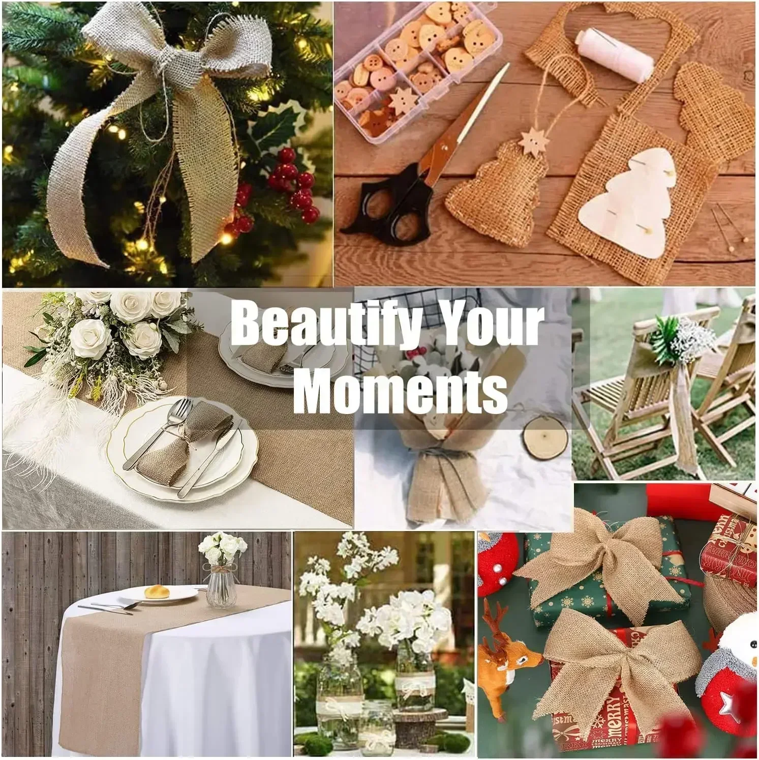 30cm Width 10M Jute Linen Delicate Vintage Natural Table Runner Burlap Rustic Khaki Party Country Wedding Decoration Decor