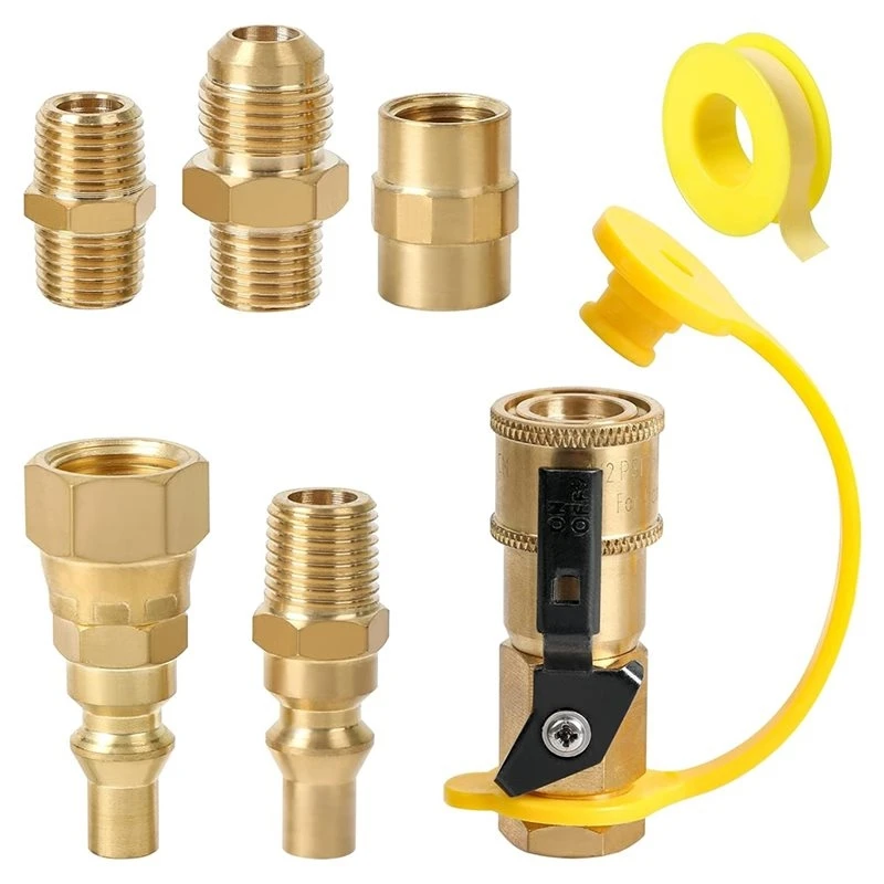 DT42-RV Propane Quick Connect Fitting Adapter Valve(7Pcs), 1/4