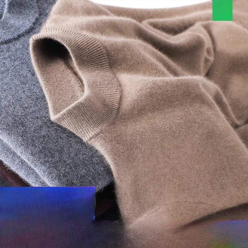 

Eordos 00% Pure Color Men's Thiened f-High Collar Loose Knitted Sweater Winter Busin Casual Long Sve Top