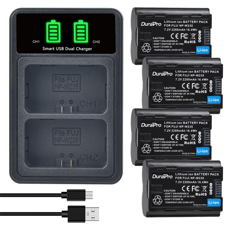 NPW235 Bateria NP-W235 NP W235 2280mAh Li-ion Battery + Charger for Fujifilm X-T5,X-T4, GFX 100S X-H2S GFX 50S II VG-XT4 Camera