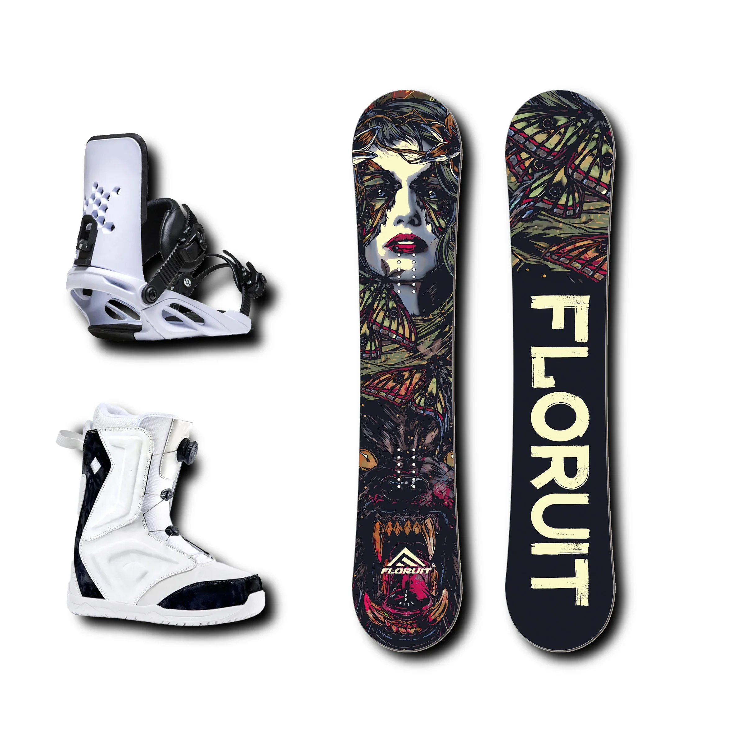 FLORUIT New Design Snowboard Beginner  Powder Freeride   Snowboarding Supplies with binding