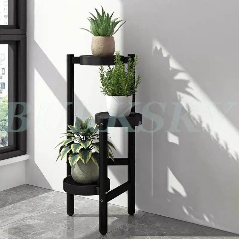 Plant Stand Flower Rack Storage Rack Balcony Multi-layer Floor Stand Iron Art Indoor Flower Pot Rack Bonsai Display Rack 3/4 Pot