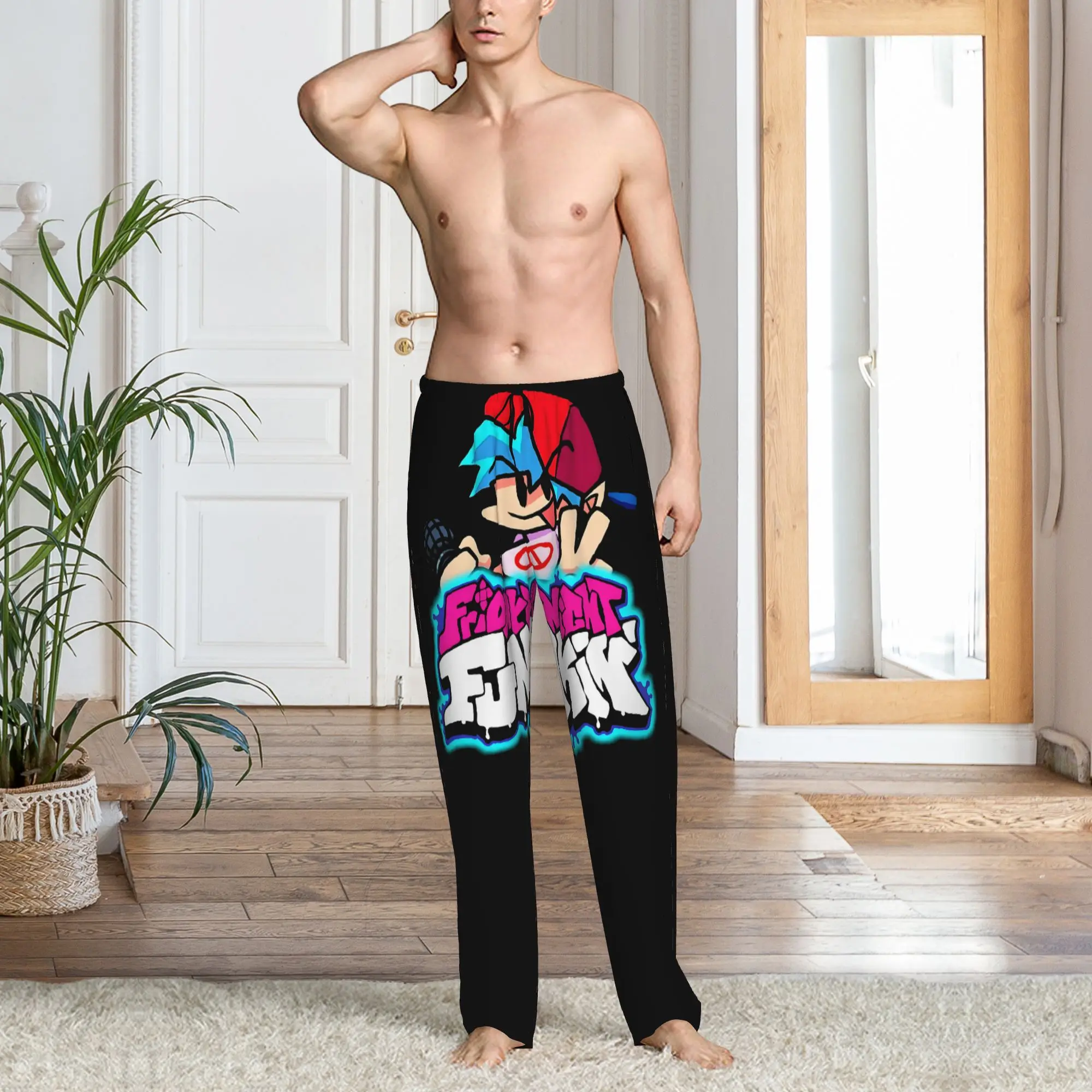 Custom Friday Night Funkin Pajama Pants Men Rhythm Game Sleepwear Lounge Sleep Bottoms Stretch with Pockets view 6
