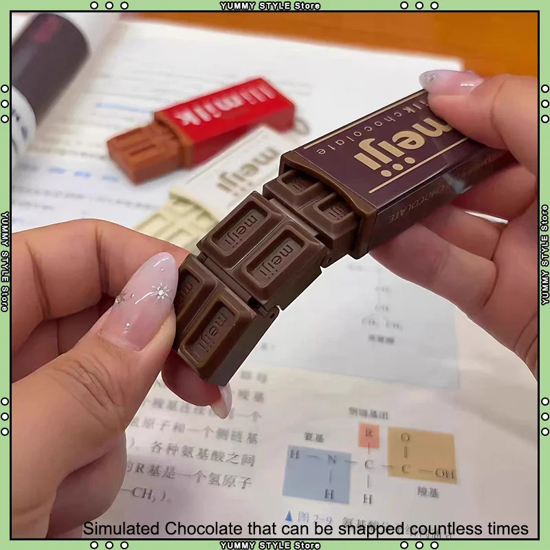 Jp Style Simulated Meiji Chocolate Model Snap-And-Play Stress Relief Toy Keychain Pandent Hanging Ornaments Funny Gifts