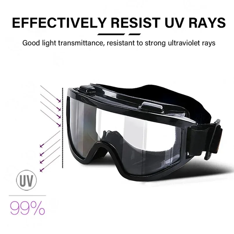 Professional Riding Skiing Sports Goggles Windproof Sandproof Splashproof Dustproof Transparent Black Glasses