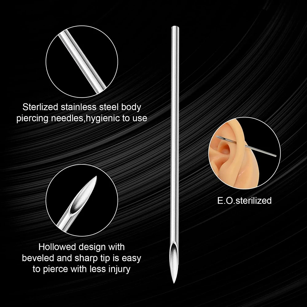 100/80/50/20/5 قطعة إبر ثقب المتاح 12 جرام 14 جرام 16 جرام 18 جرام 20 جرام إبر ثقب الجسم المعقمة للأذن الأنف الشفاه السرة ثقب #2