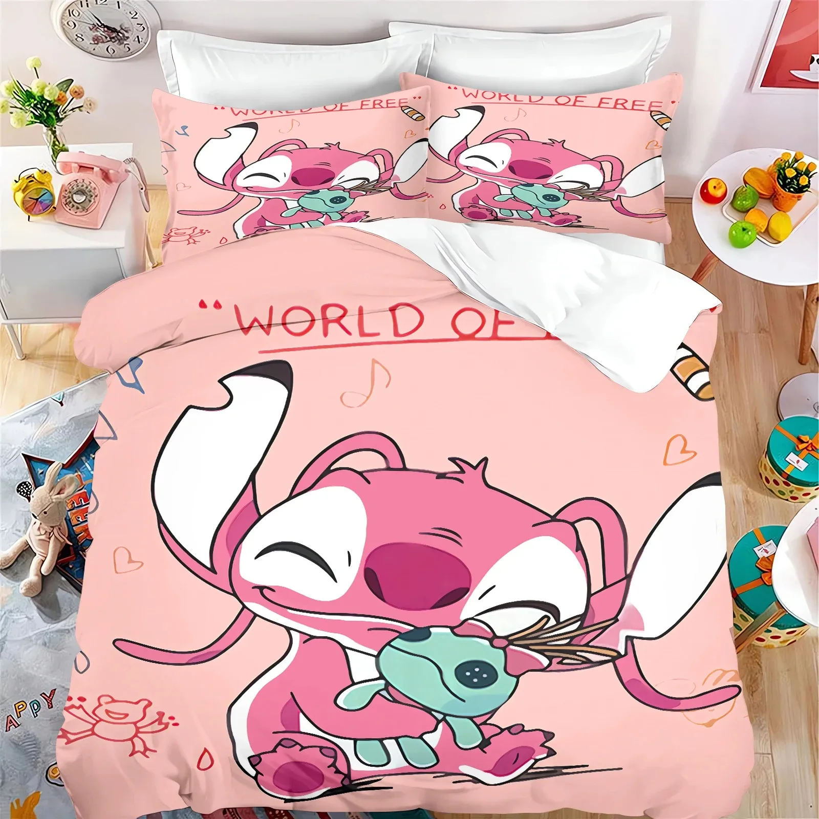 Disney Cartoon Lilo Stitch Duvet Cover Set,Bedding for Adult Kids Bed Set,3D Game Quilt Cover,Comforter Cover Bedding Set