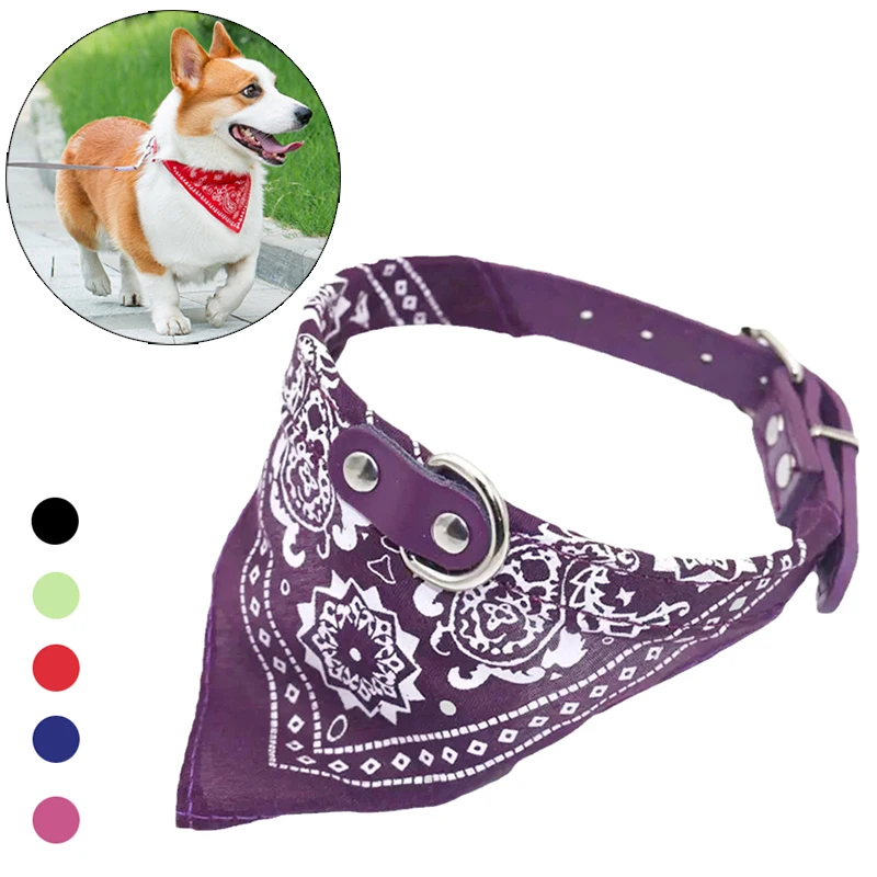 Soft Adjustable PU Cat Dog Collar with Cute Scarf for Small Medium Dogs Chihuahua Corgi Puppy Washable Pet Collar Pet Grooming Walking Supplies Accessories