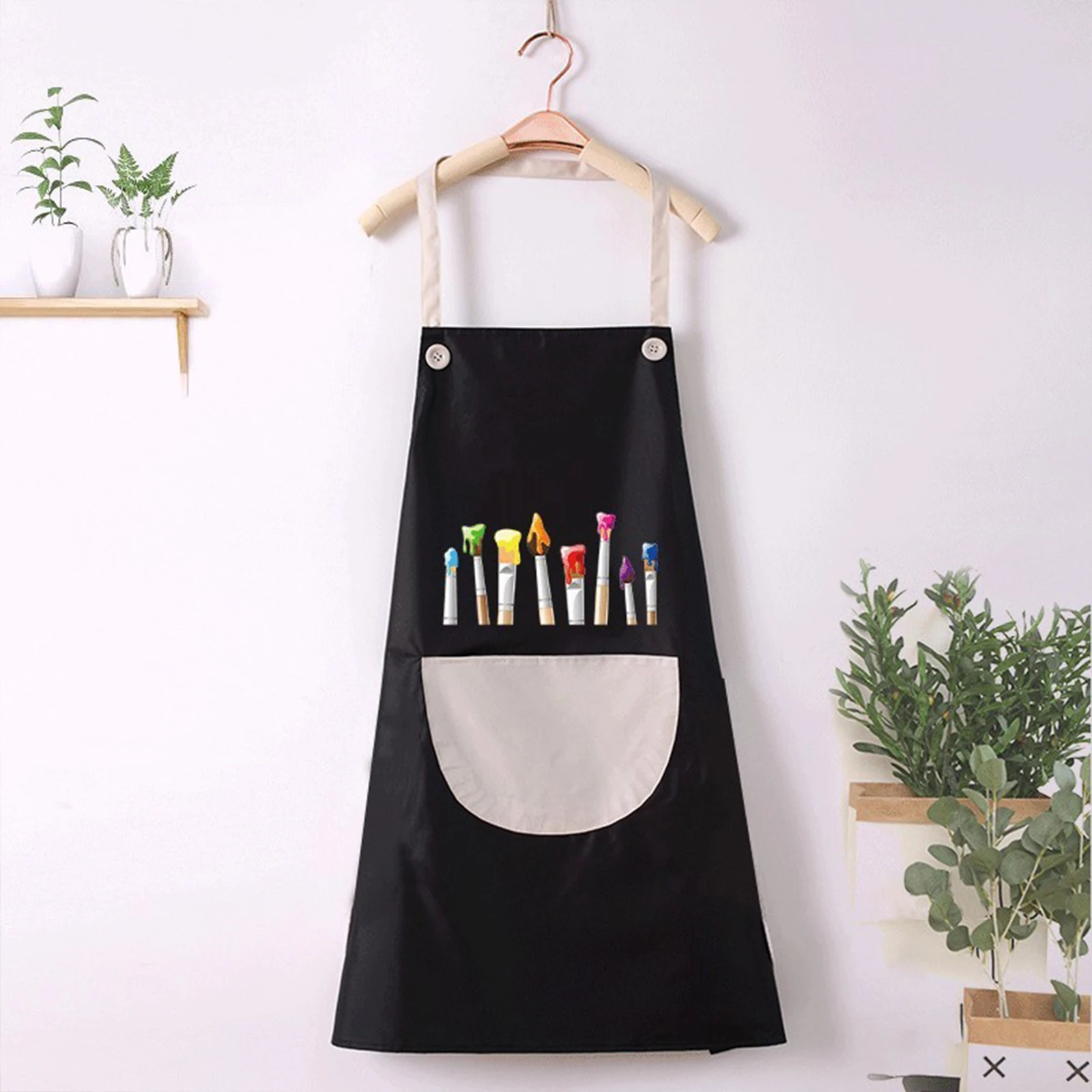 Kids Apron Cartoon Smock Anti-foul Canvas Art Apron with Sleeve Set for Toddler Painting Class School Kids
