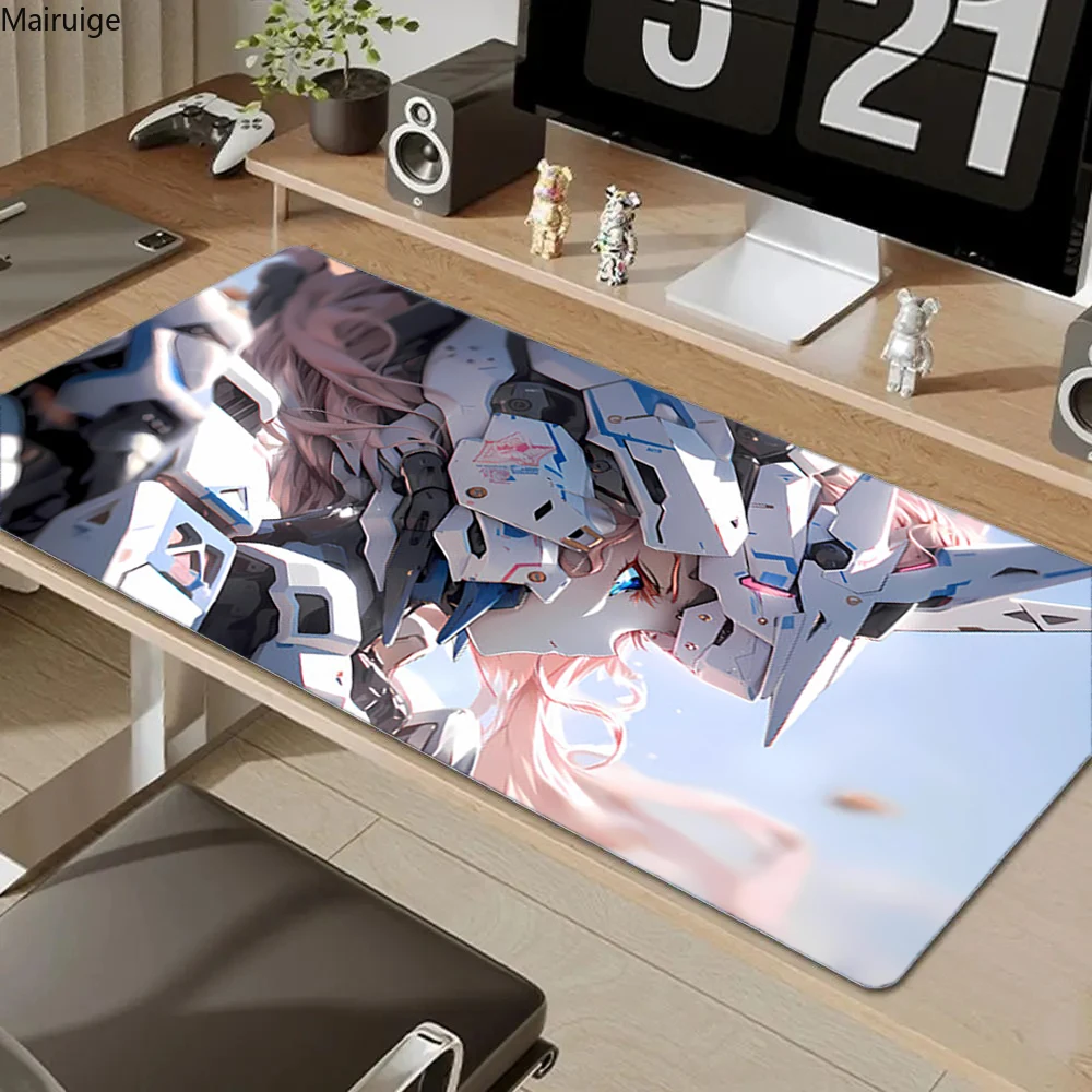 Mech Girl Mouse Pad Gamer Computer Accessories Keyboard Table Mat Black Mousepad Company Gaming Laptop Desk Accessory Pc Mech