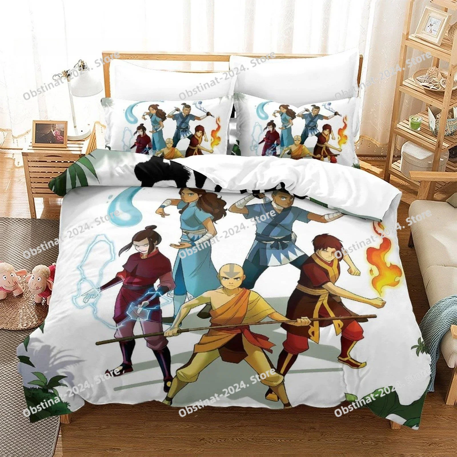 

New Avatar The Last Airbender Bedding Set Printed Bed Set Duvet Cover Sheet Pillowcase Bed Soft Quilt Cover Full Queen King Size