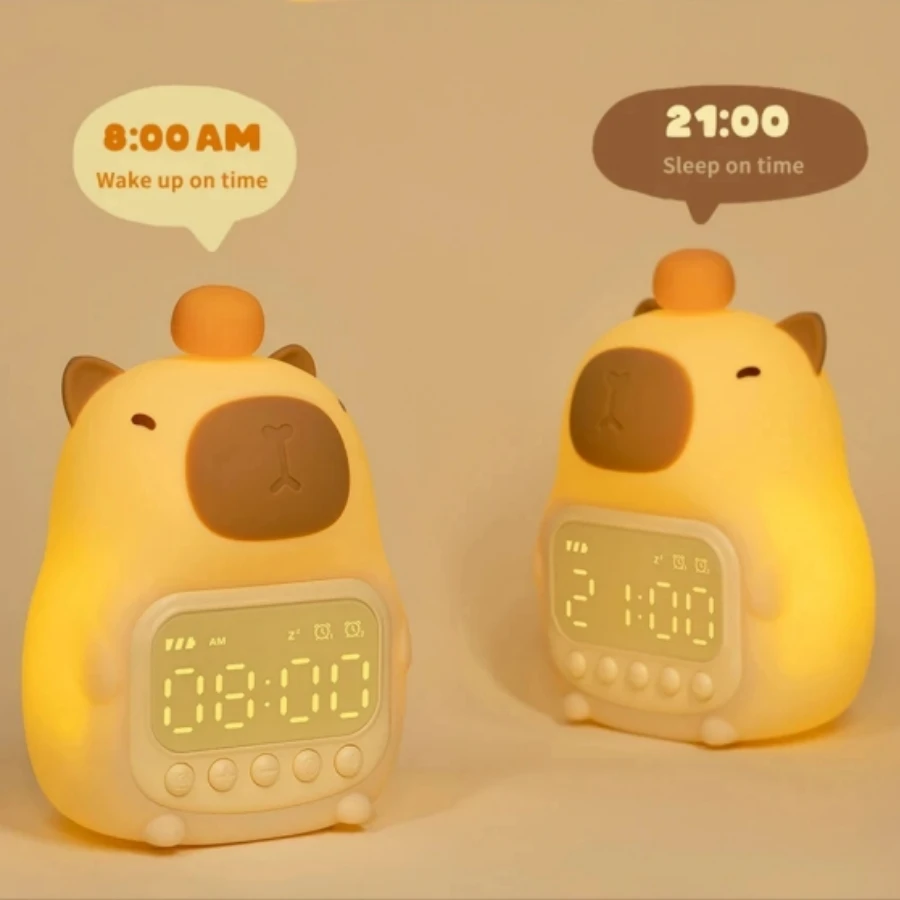 Cute Cartoon Capybara Night Light Rechargeable Bedside Silicone Nightlights For Kids Birthday Gift Bedroom Decor Lighting