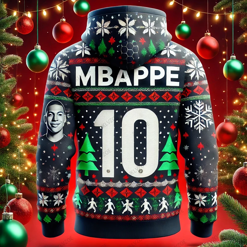 عيد الميلاد وصول جديد CHATGPT تصميم الرياضة طويلة الأكمام Mbappe 10 هوديس المتضخم جيرسي التدريب موحدة الاطفال/الكبار قمم #1