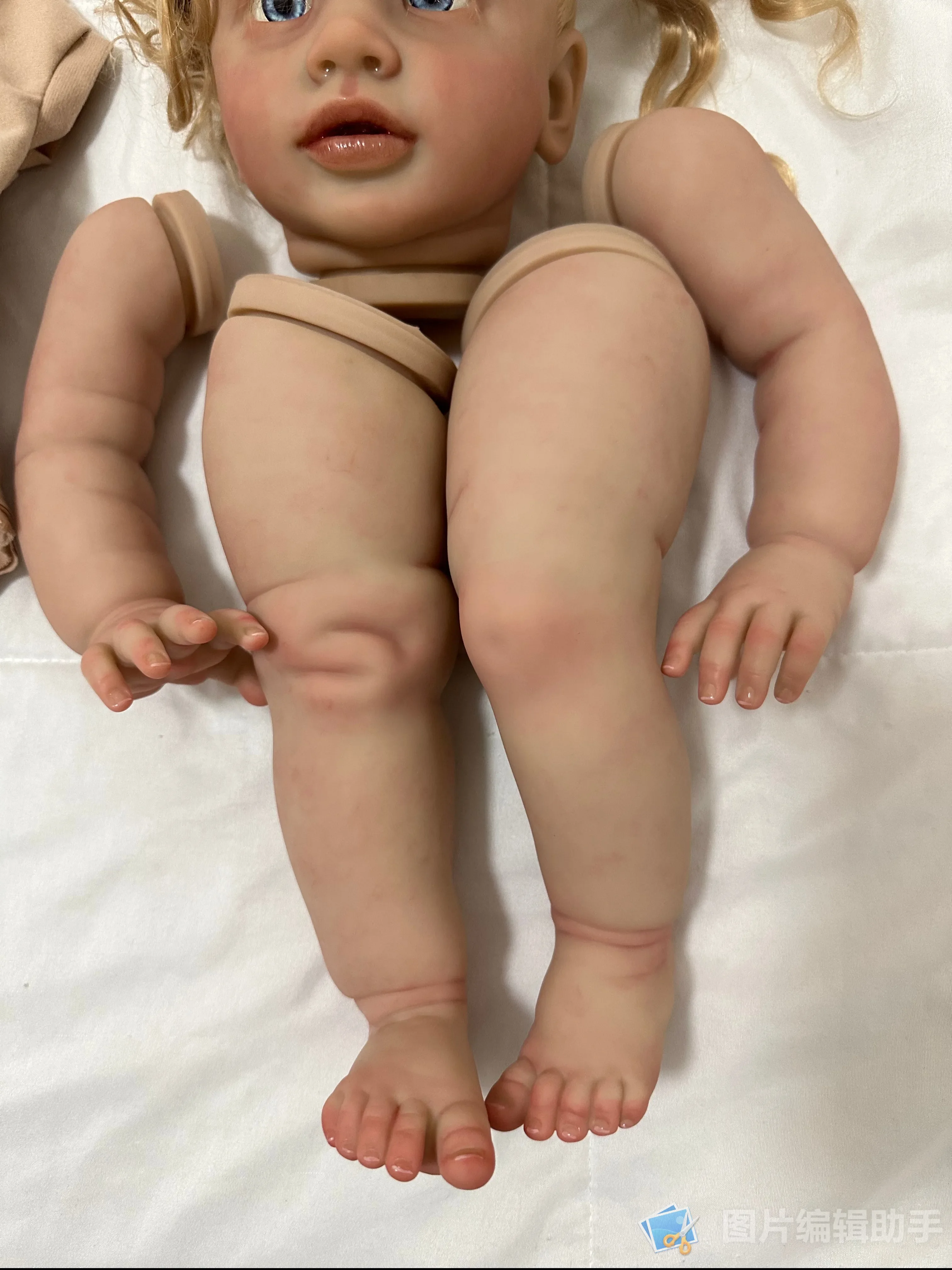 SINO-BB Customized Limited Supply 26inch Reborn Baby Pippa With Hand-Rooted Hair Painted Kit Genesis Painted With Cloth Body