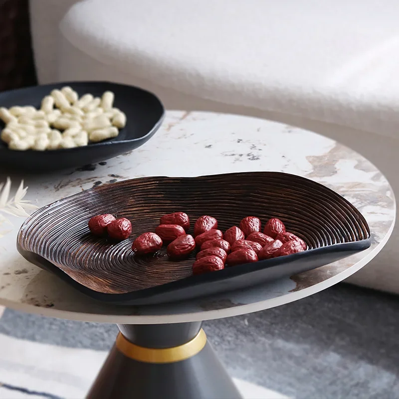 

Unique-shaped Fruit and Snack Plate with A New Chinese Style Imitation Annual Ring Design Home Decoration Tray