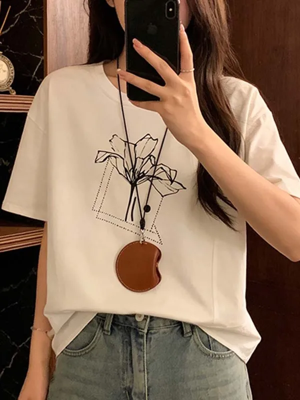 

Summer Women's Loose Casual Short Sleeve T-Shirt Korean Design Fashionable Age-Defying plus Size Comfortable Breathable City ...