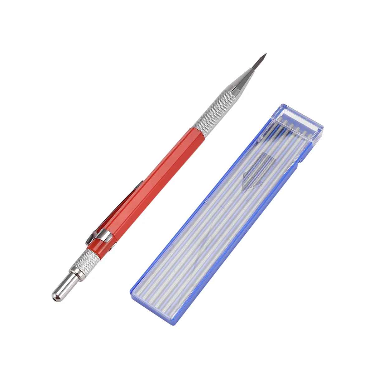 Matita per saldatori durevole con ricariche a striscia d'argento da 12 pezzi, pennarello in metallo Matita per saldatura meccanica Pipefitters, fabbricazione, Rosso