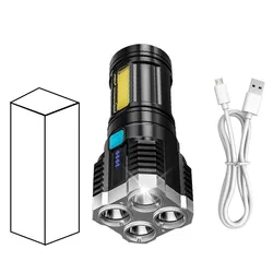 High Power 4-5 Core LED Flashlight Built-in Battery USB Rechargeable COB Working Light Outdoor Home Torch Camping Search Lantern