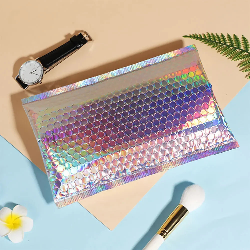 10Pcs/Lot Bubble Mailers Aluminized Bags Laser Envelope Self Seal Postal Gift Packaging Bags Book Shipping Package Colorful Bags