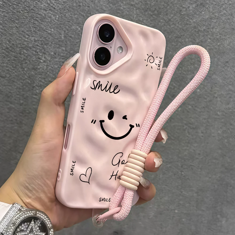 Lustige Handyhülle mit lächelndem und wütendem Gesicht aus Silikon für iPhone 17 15 13 11 12 14 16 17 Pro Max 14 Plus 17Air mit Lanyard-Hülle – Detail 8