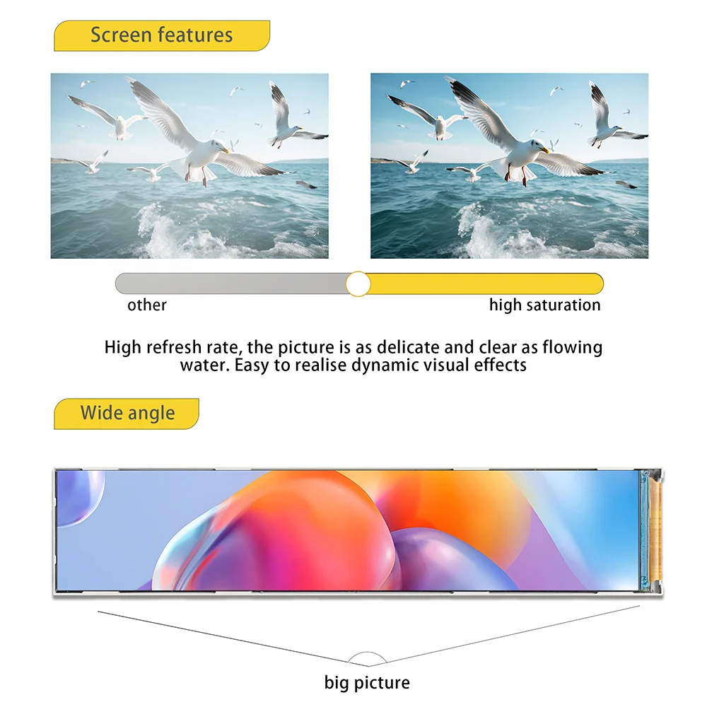 LESOWN Long Strip Thin 7.1 inch Small Screen LCD Module HDMI 280x1424 IPS 400 Brightness Visual Doorphone Display Panel for PC