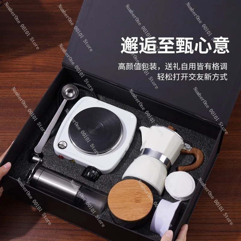 Coffee Pot Set, Hand-Ground Coffee Machine, Portable Hand-Cranked Grinding Equipment for Fresh Coffee on the Go