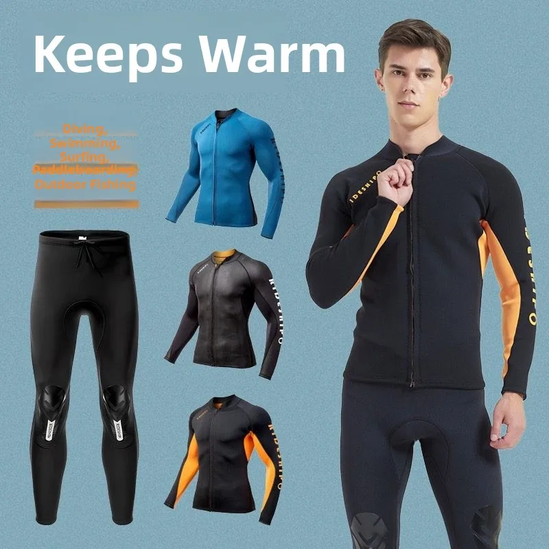 

Men's Wetsuit Dive Suit Long Sve Separate Design Deep Sea Surfing Water Sports Gear Nylon Material Diving Suit Outdoor Travel