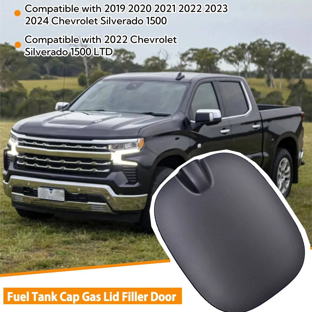 

For Chevrolet Silverado 1500 LTD 2019-2024 Crew Cab Pickup models Black Fuel Gas Tank Filler Door Lid Cover Flap Cap 84745968
