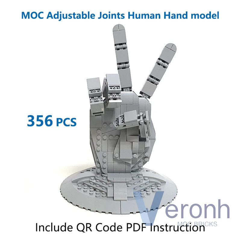 

356 Pcs Adjustable Joints Human Hand Model Set Building Blocks Moc Bricks Educational Puzzle Toys Kid Brithday Christmas Gifts