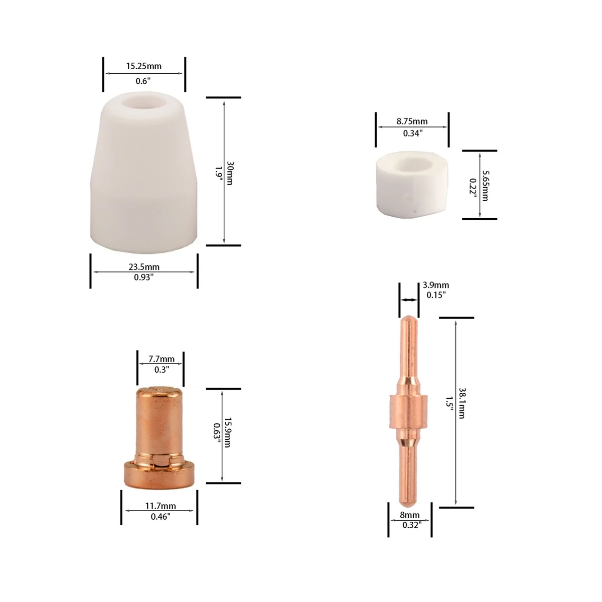 Imagem -04 - Plasma Cutter Eletrodo Dicas Cup Kit de Consumíveis Estendidos para Pt31 Cut40 Cut50 Hyc50d Hyc410 150 Pcs Pt31 Lg40