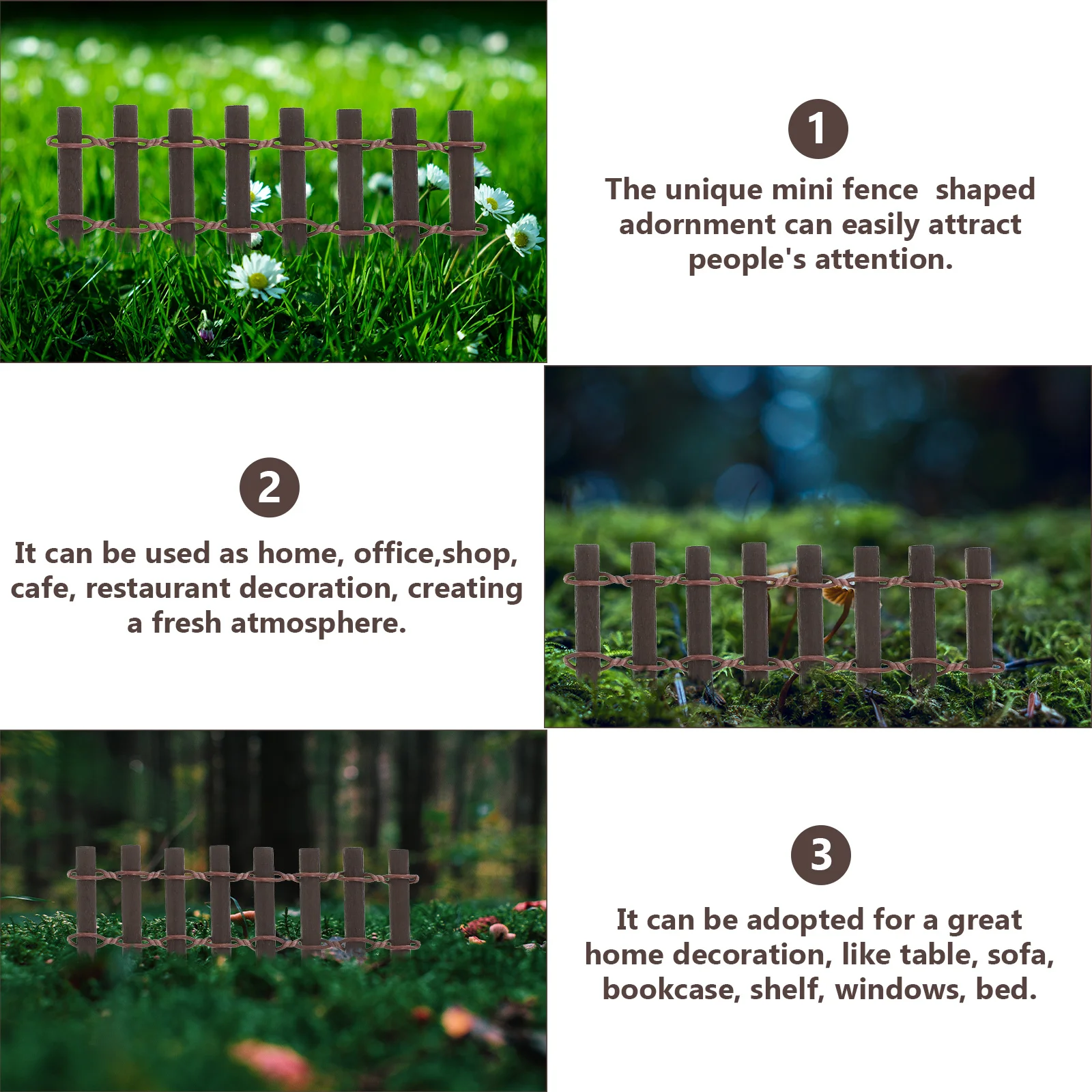 

5Pcs Durable Mini Fence Adornments Fine Craftsmanship Tabletop Decorations for Fresh Atmosphere Durable Adornments
