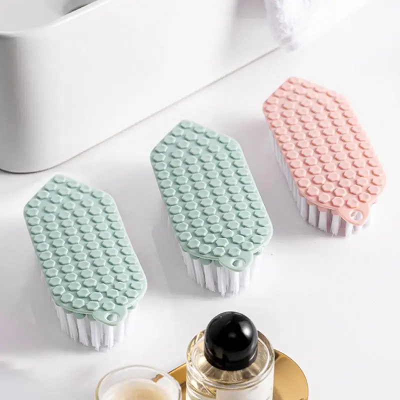 Bathroom Scrubber Brush Cleaning Brush Comfort Grip & Flexible Stiff Bristles Triangle Head Heavy Duty Floor Scrub V-shaped