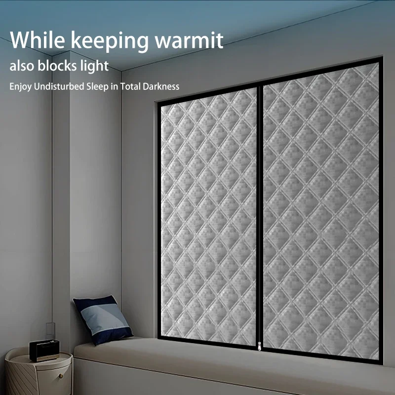 

(Black) Winter bedroom windproof and warm curtains, non perforated sealed shading, cold and heat storage living room window film