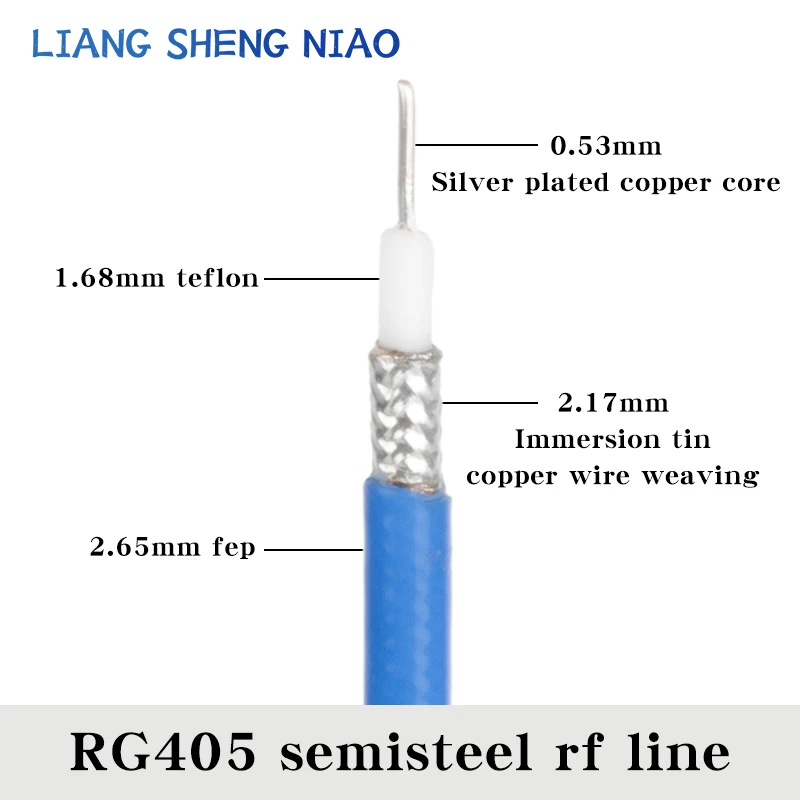 RG402 Coaxial Cable Connector Semi-rigid Flexible RG-402 0.141" Coax Pigtail with bule jacket RG405 Semisteel RF Coaxial adapter