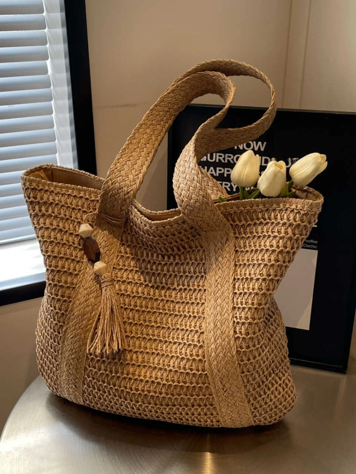 

Большая сумка-тоут ручной работы Capaci St, модная пляжная сумка на одно плечо для женщин, новинка 2024, мягкая ручка