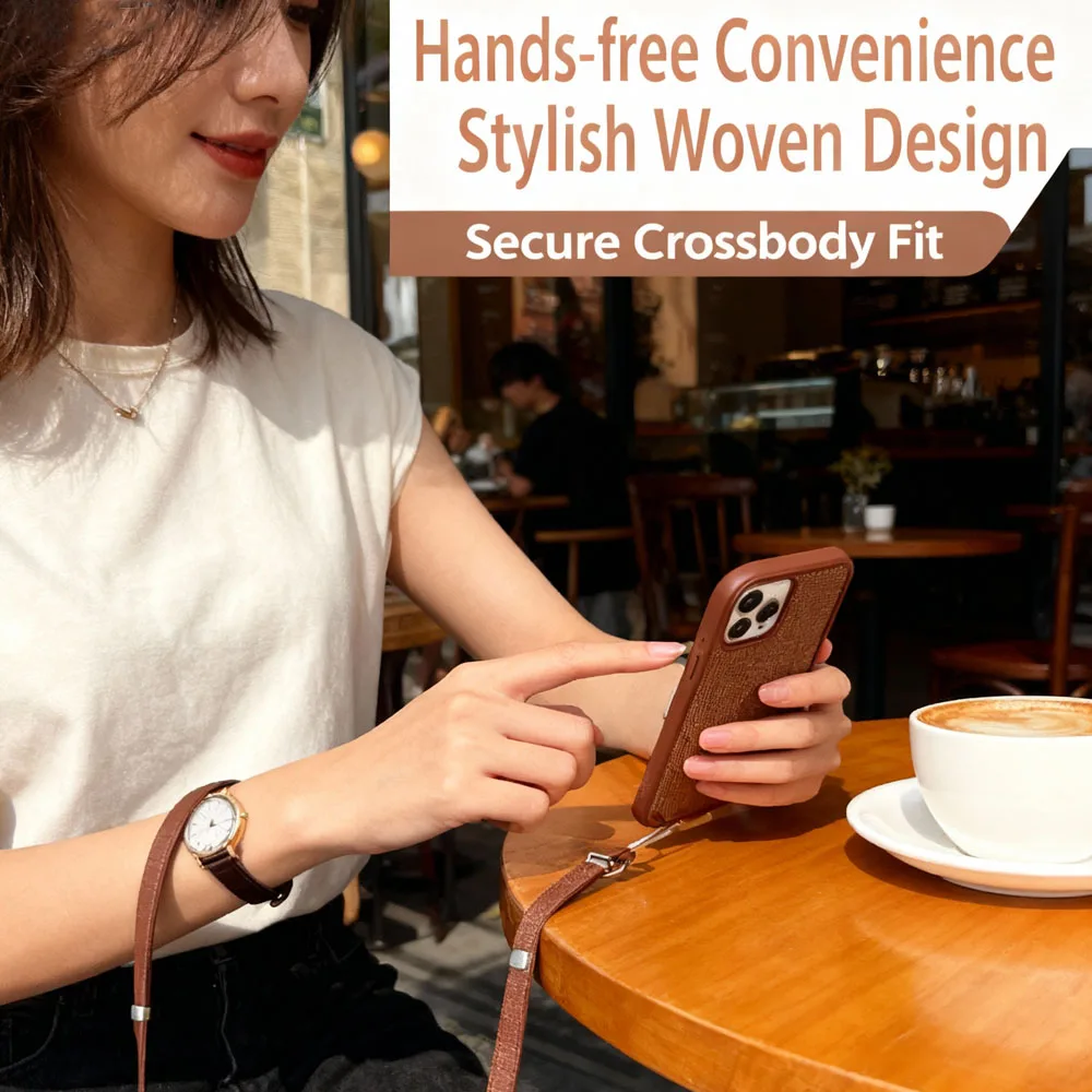 الراقية الرسمية المغناطيسي المنسوجة حزام جراب هاتف آيفون 17 برو ماكس الهاتف Crossbody الحبل ولا شعار جراب هاتف