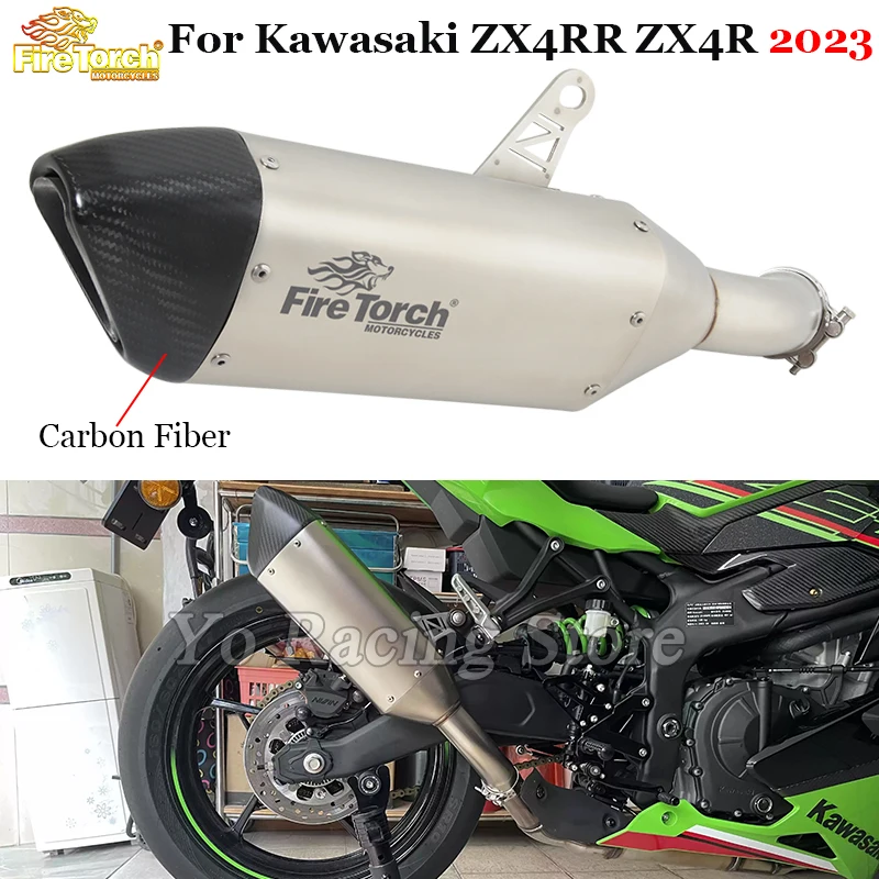 For Kawasaki ZX4R ZX4RR ZX 4R ZX4 RR SE 2023 Year Slip On Motorcycle Exhaust Original Escape System Carbon Fiber Muffler Pipe ﻿