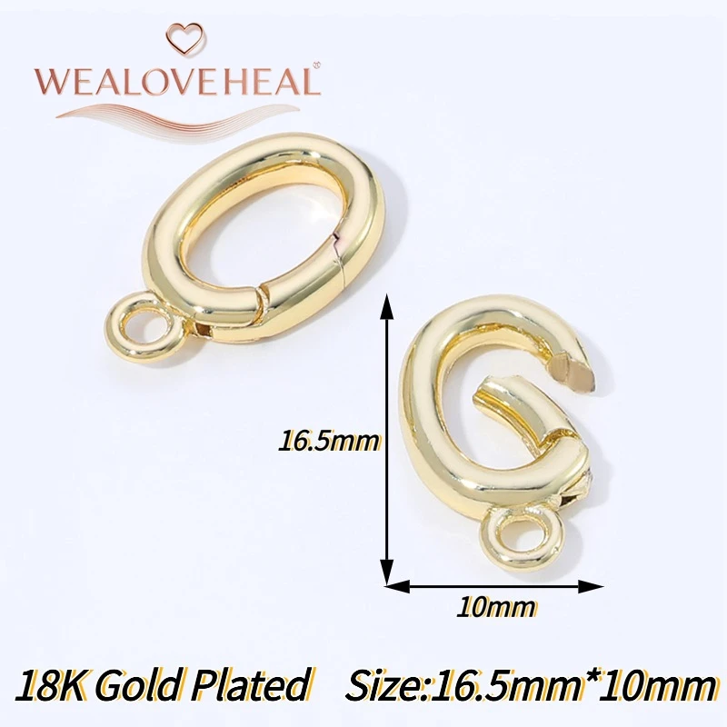 Hochwertige 18K vergoldete Messing-Karabinerhaken in Kreis-, Oval- und Herzform mit Druckverschluss für DIY-Schmuckherstellung. – Detail 24