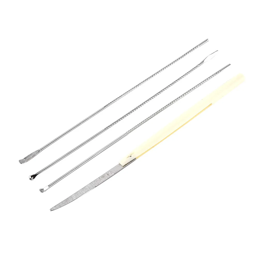 

4-Piece Ear Care Tool Set Stainless Steel Spring Spiral Ear Spoon Non-Slip Grip Ergonomic Design Safe Earwax Remover Kit